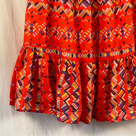 A. Calin By Flying Tomato Bohemian Smocked Tiered Bubble Puff Sleeve Dress Large - Picture 10 of 16